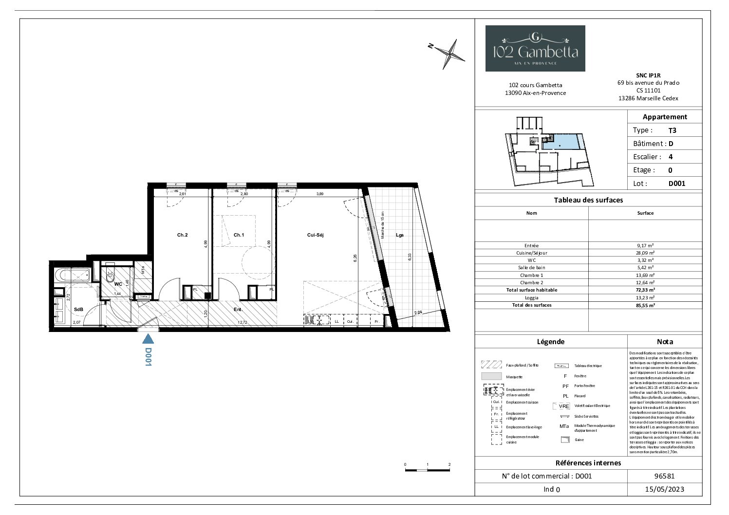 Plan T3 D001